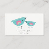 Niedliche Hand gezeichnet Regenbogen Blue Birdy Mo Visitenkarte (Vorderseite)