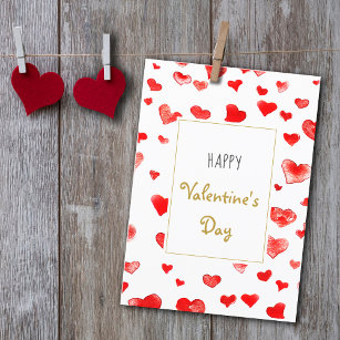 Niedliche Hand gezeichnete Herzen Happy Valentinst Feiertagskarte