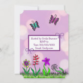 Niedliche Hand gezeichnete Lila Baby Girl Babydusc Einladung (Rückseite)
