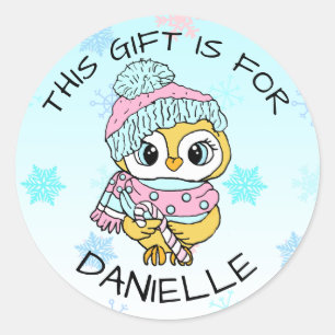 Niedliche Hand gezeichnete Penguin Weihnachtsgesch Runder Aufkleber