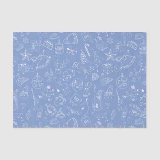 Niedliche Hand gezeichnete Weihnachts-Doodle-Patte Seidenpapier (Vorderseite)