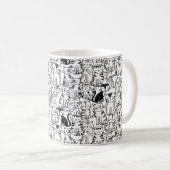 Niedliche Hand gezeichneter Katzenentwurf in Kaffeetasse (VorderseiteRechts)