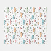 Niedliche Hand gezeichnetes Gebirgsszenen-Muster Fleecedecke (Vorderseite (Horizontal))