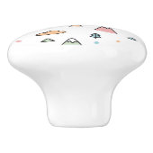 Niedliche Hand gezeichnetes Gebirgsszenen-Muster Keramikknauf (Seitenansicht)