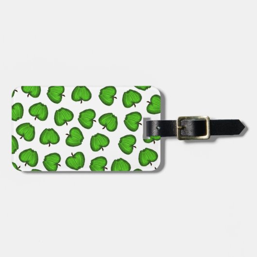 Niedliche Hand gezeichnetes grünes fruchtiges Gepäckanhänger (Vorderseite horizontal)