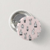 Niedliche Hand gezeichnetes Kaktus-Muster Button (Vorne & Hinten)