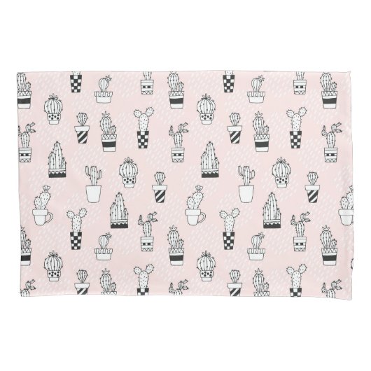 Niedliche Hand gezeichnetes Kaktus-Muster Kissenbezug (Vorderseite-Links)