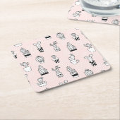 Niedliche Hand gezeichnetes Kaktus-Muster Rechteckiger Pappuntersetzer (angewinkelt)