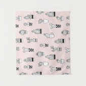 Niedliche Hand gezeichnetes Kaktus-Muster Wandteppich (Vorderseite)