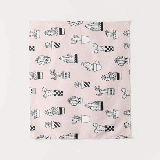 Niedliche Hand gezeichnetes Kaktus-Muster Wandteppich (Vorderseite)