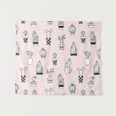 Niedliche Hand gezeichnetes Kaktus-Muster Wandteppich (Vorderseite (Horizontal))