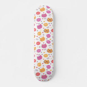 Niedliche Hand gezeichnetes Katzen-Muster Skateboard