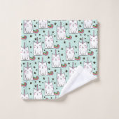 Niedliche Hand gezeichnetes Unicorn-Katzen-Muster Badhandtuch Set (Waschlappen)