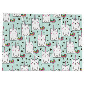 Niedliche Hand gezeichnetes Unicorn-Katzen-Muster Große Geschenktüte (Rückseite)