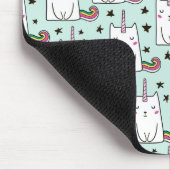Niedliche Hand gezeichnetes Unicorn-Katzen-Muster Mousepad (Ecke)