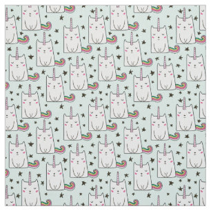 Niedliche Hand gezeichnetes Unicorn-Katzen-Muster Stoff