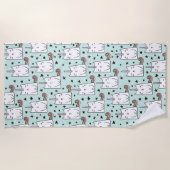 Niedliche Hand gezeichnetes Unicorn-Katzen-Muster Strandtuch (Vorderseite)