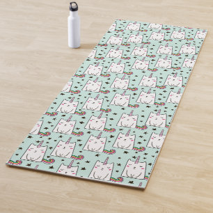 Niedliche Hand gezeichnetes Unicorn-Katzen-Muster Yogamatte