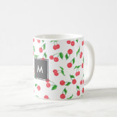 niedliche Hand gezeichnetes Watercolorkirschmuster Kaffeetasse (VorderseiteRechts)