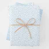 Niedliche Hand gezogen Herz Muster Baby Blue Geschenkpapier Set (Beispiel)