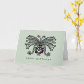 Niedliche Hand gezogen - LYREBIRD - Natur - Austra Karte (Gelbe Blume)