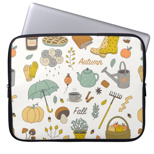 niedliche Hand gezogen Vintage Fall Set Laptopschutzhülle (Vorderseite)