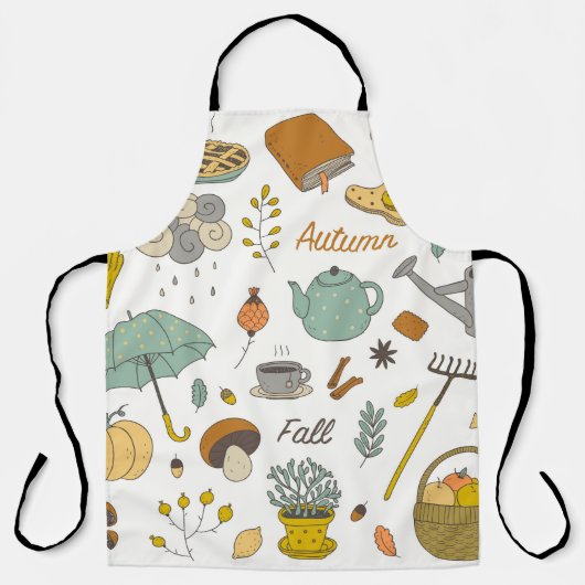 niedliche Hand gezogen Vintage Fall Set Schürze (Vorderseite)