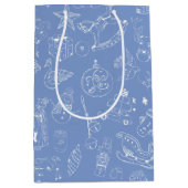 Niedliche Hand gezogen Weihnachtsdoodle Mittlere Geschenktüte (Vorderseite)