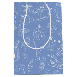 Niedliche Hand gezogen Weihnachtsdoodle Mittlere Geschenktüte