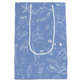 Niedliche Hand gezogen Weihnachtsdoodle Mittlere Geschenktüte (Rückseite)