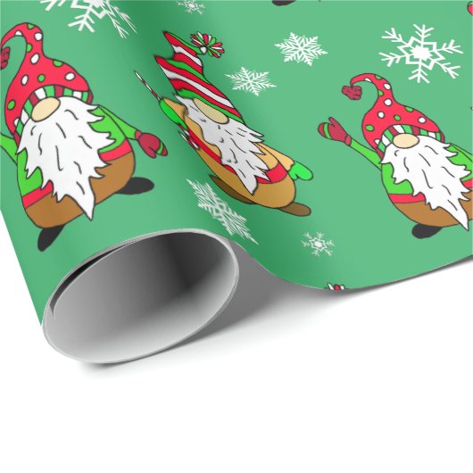 Niedliche Hand Gnome Festtage Weihnachten Geschenkpapier (Rolleneckpunkt)
