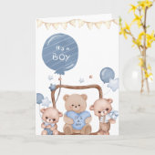 Niedliche Hand Illustriert "It's A Boy" Karte (Gelbe Blume)