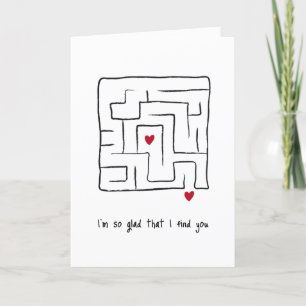 Niedliche Hand Maze Valentine Tageskarte Feiertagskarte