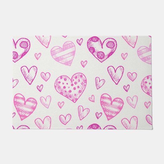 Niedliche Hand rosa Herzzeitmuster Fußmatte (Vorderseite)