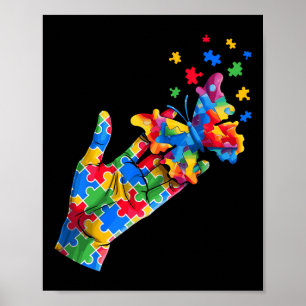 Niedliche Hand- und Schmetterlingspuzzleteile Auti Poster