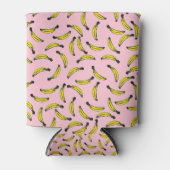 Niedliche handbemalte Wasserfarbbananen und rosa Dosenkühler (Vorderseite)