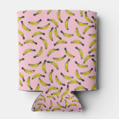 Niedliche handbemalte Wasserfarbbananen und rosa Dosenkühler (Rückseite)