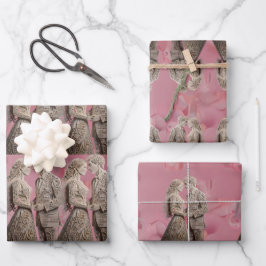 Niedliche Händchen für Hochzeitscoupons Geschenkpapier Set