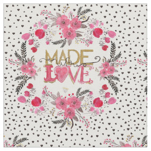Niedliche Handfarbe "Made with Liebe" Stoff