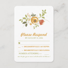 niedliche handgemalte Blume Hochzeit RSVP Karte