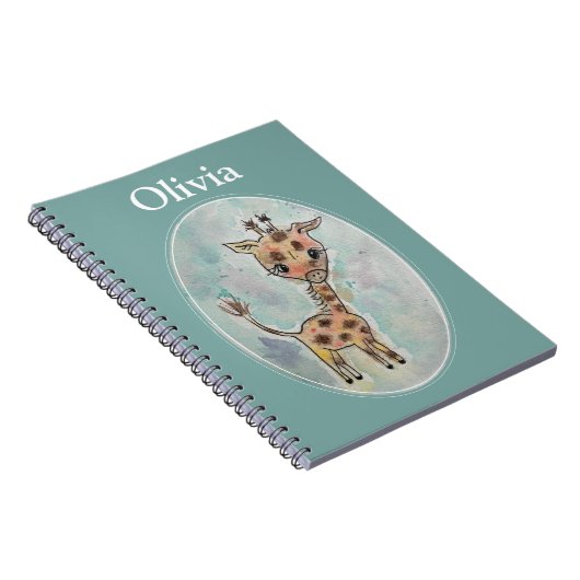 Niedliche handgemalte Giraffe Personalisiertes Not Notizblock (Rechte Seite)