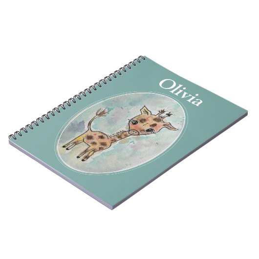 Niedliche handgemalte Giraffe Personalisiertes Not Notizblock (Linke Seite)