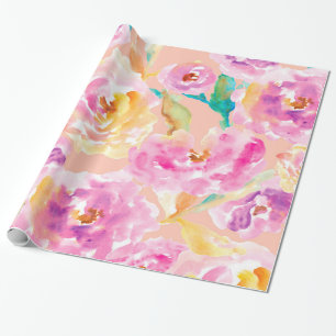 Niedliche handgemalte Watercolor-Blumen Geschenkpapier