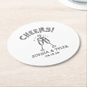 Niedliche handgeschriebene Chefs Einfache Hochzeit Runder Pappuntersetzer (Angewinkelt)