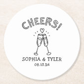 Niedliche handgeschriebene Chefs Einfache Hochzeit Runder Pappuntersetzer (Vorderseite)