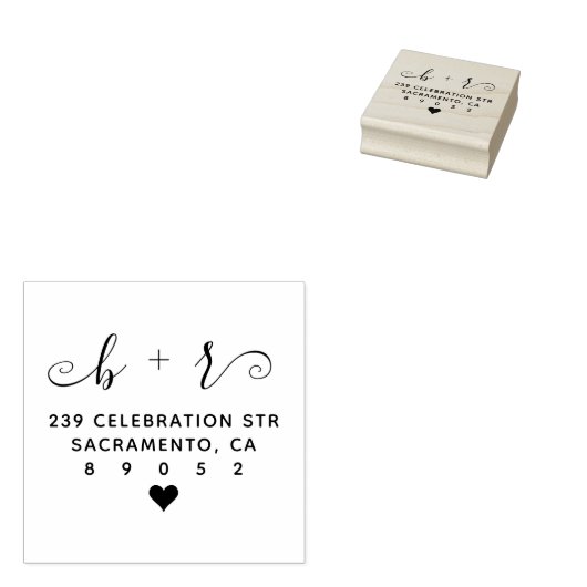 Niedliche handgeschriebene Initialen für Hochzeite Gummistempel (Stempel)