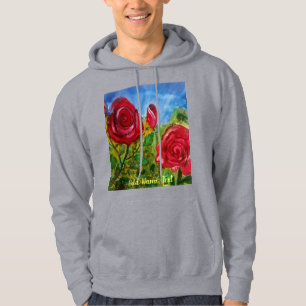 Niedliche handgestrichene Rote Rosen nach Maß Hoodie