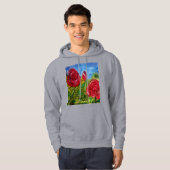 Niedliche handgestrichene Rote Rosen nach Maß Hoodie (Vorne ganz)