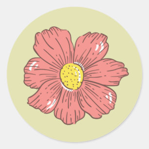 Niedliche handgezeichnet Blume Runder Aufkleber