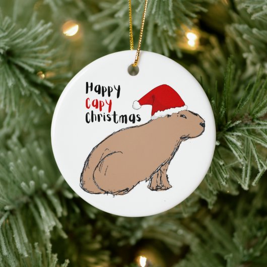 Niedliche handGezeichnet Capybara Personalisierte Keramik Ornament (Baum)
